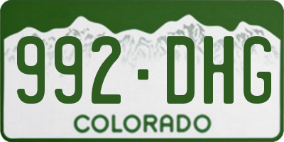 CO license plate 992DHG