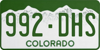 CO license plate 992DHS