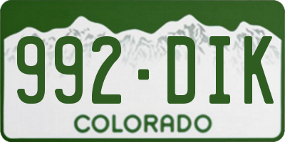 CO license plate 992DIK