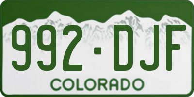 CO license plate 992DJF