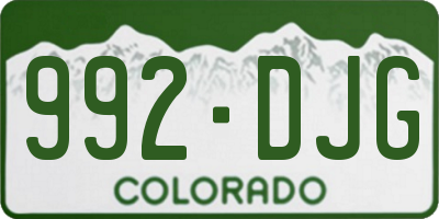 CO license plate 992DJG