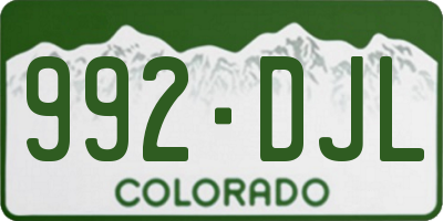 CO license plate 992DJL
