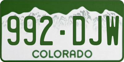 CO license plate 992DJW