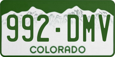 CO license plate 992DMV