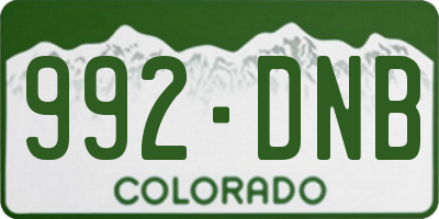CO license plate 992DNB