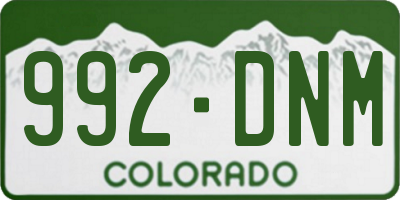 CO license plate 992DNM