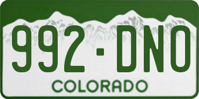 CO license plate 992DNO