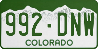 CO license plate 992DNW