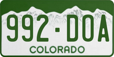 CO license plate 992DOA