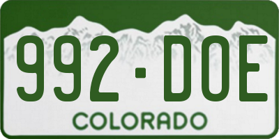 CO license plate 992DOE