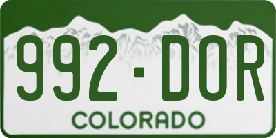 CO license plate 992DOR