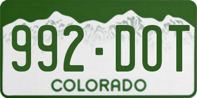 CO license plate 992DOT