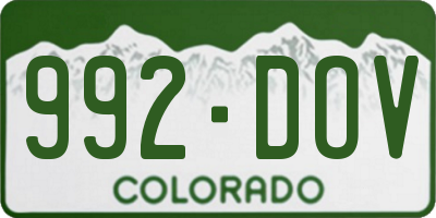 CO license plate 992DOV
