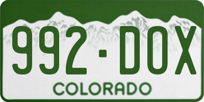 CO license plate 992DOX