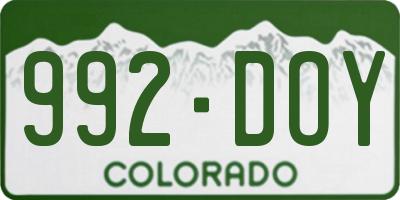 CO license plate 992DOY