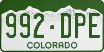 CO license plate 992DPE