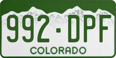 CO license plate 992DPF