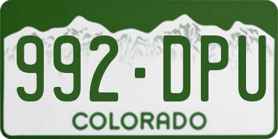 CO license plate 992DPU