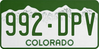 CO license plate 992DPV