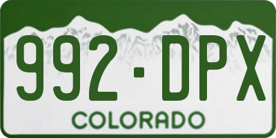 CO license plate 992DPX