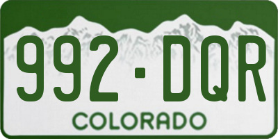 CO license plate 992DQR