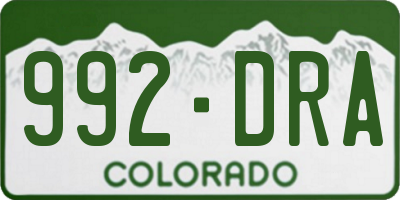 CO license plate 992DRA