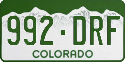 CO license plate 992DRF