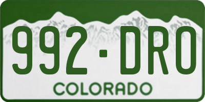 CO license plate 992DRO