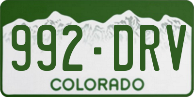 CO license plate 992DRV
