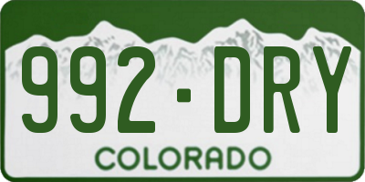 CO license plate 992DRY