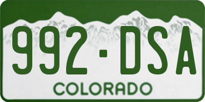 CO license plate 992DSA