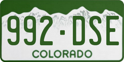 CO license plate 992DSE
