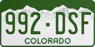 CO license plate 992DSF