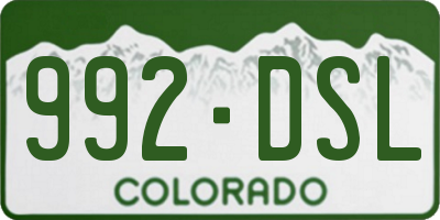 CO license plate 992DSL