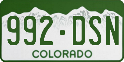 CO license plate 992DSN
