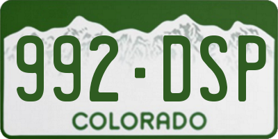 CO license plate 992DSP