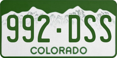 CO license plate 992DSS