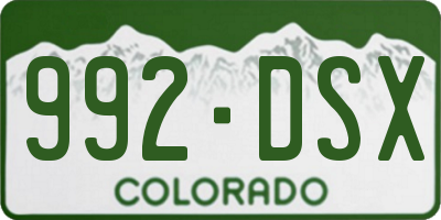 CO license plate 992DSX