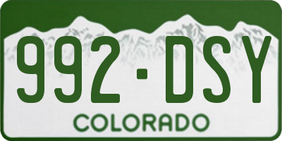CO license plate 992DSY