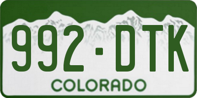 CO license plate 992DTK