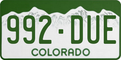 CO license plate 992DUE