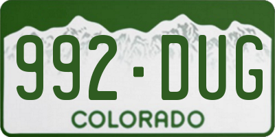 CO license plate 992DUG
