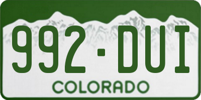CO license plate 992DUI
