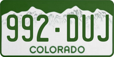 CO license plate 992DUJ