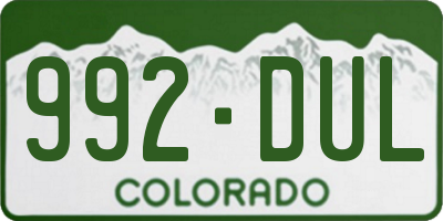 CO license plate 992DUL