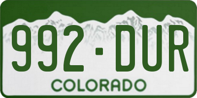 CO license plate 992DUR