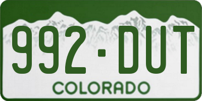 CO license plate 992DUT