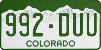 CO license plate 992DUU