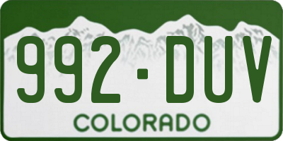 CO license plate 992DUV