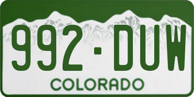CO license plate 992DUW